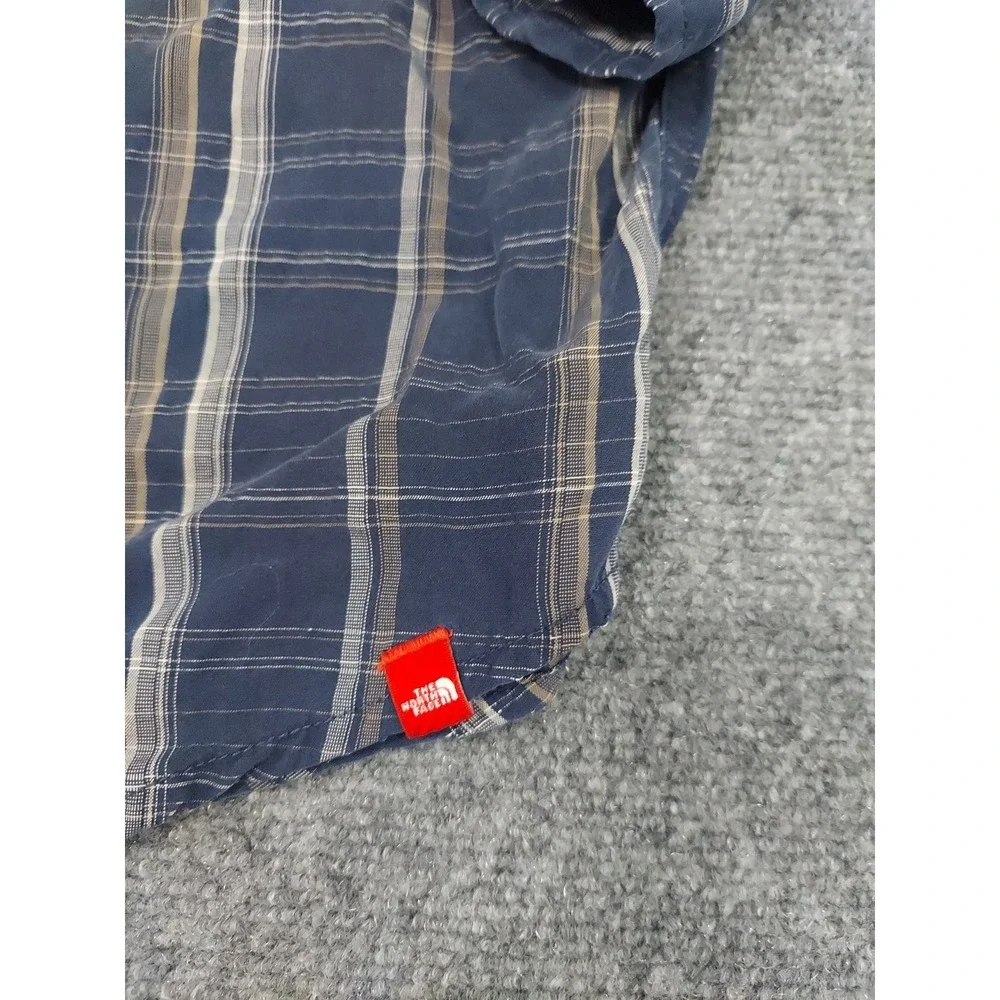 The North Face Shirt Mens XL‎ Blue Plaid Roll Tab Sleeve Outdoor Hiking Utility